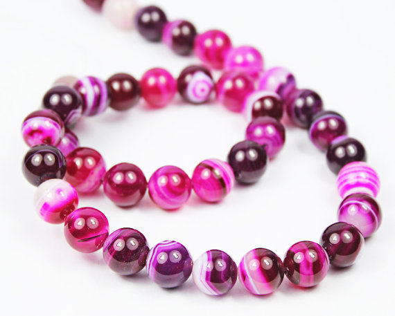 Natural Pink Agate Smooth Polished Round Ball Beads 14 Inches - Size 10mm